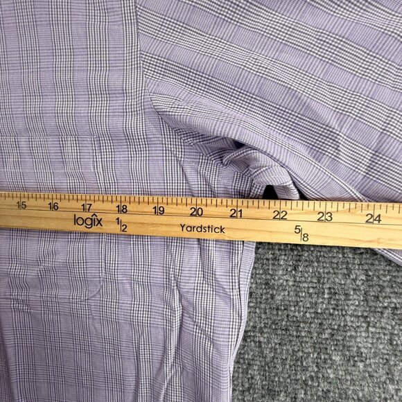 Brooks Brothers Milano Cotton Check Non-Iron 16 34 Purple Shirt Long Sleeve Men - Picture 6 of 12